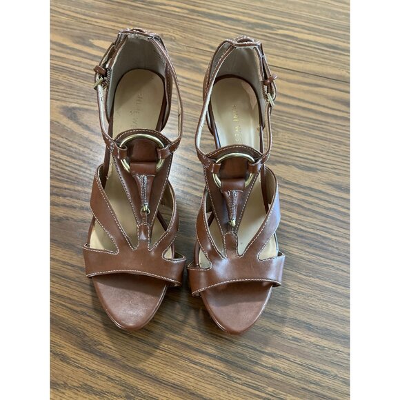 Nine West brown platform heels size 7.5M - Picture 1 of 8